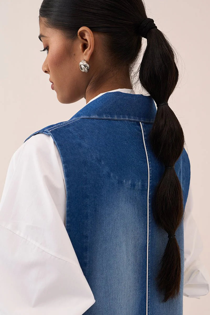 Denim Circle Waistcoat Co-Ord (Set Of 3)