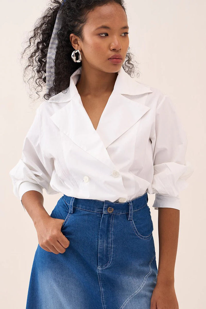 Denim Paneled Skirt Co-Ord (Set Of 2)
