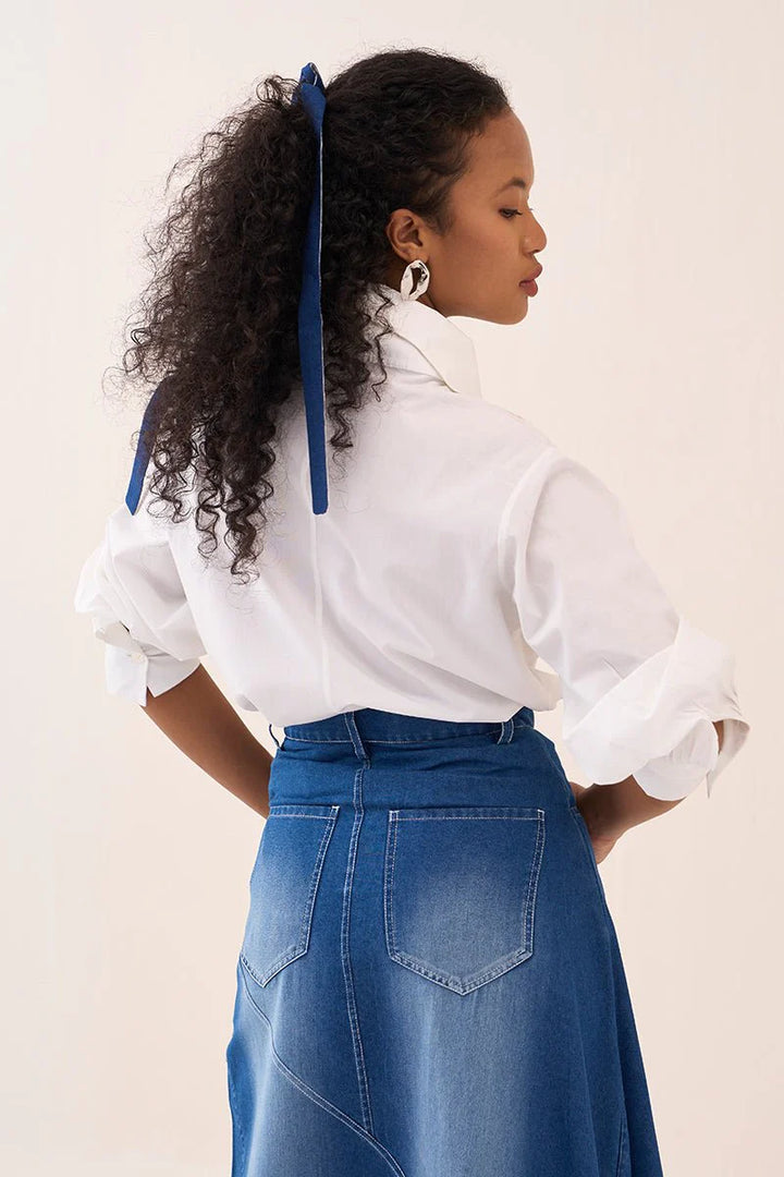 Denim Paneled Skirt Co-Ord (Set Of 2)