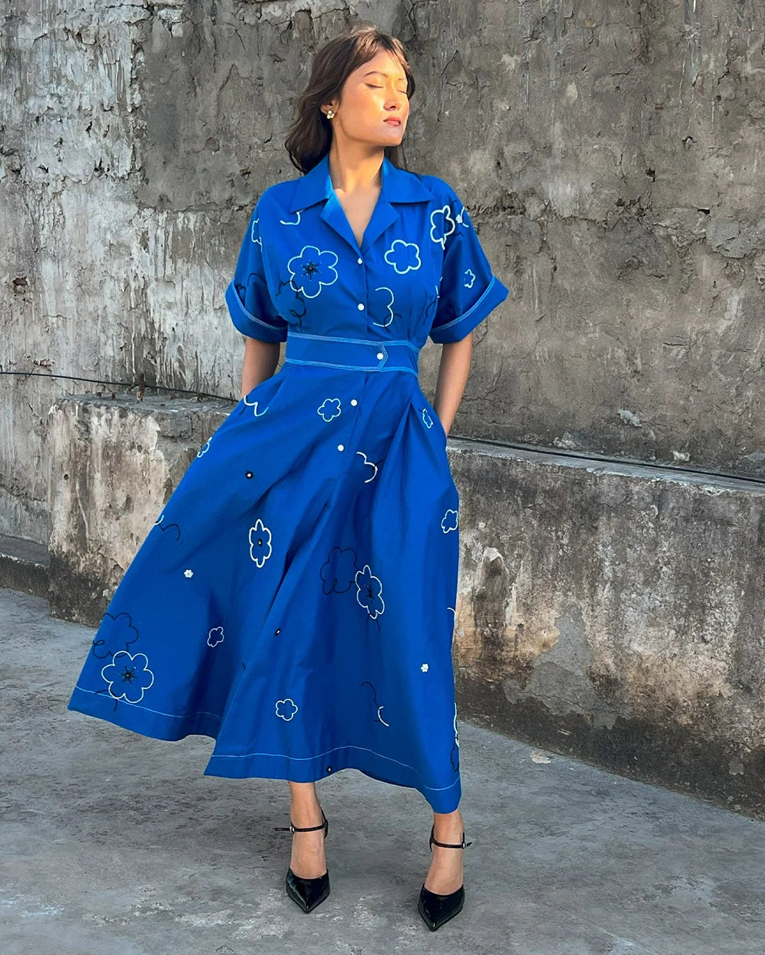 Ditsy Embroidered Sundress