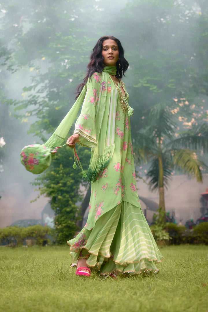Dilkush Green Kurta Sharara Set