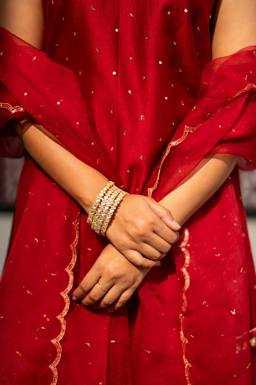 Deep maroon Sequinns Sharara set