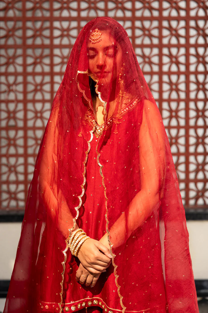 Deep maroon Sequinns Sharara set