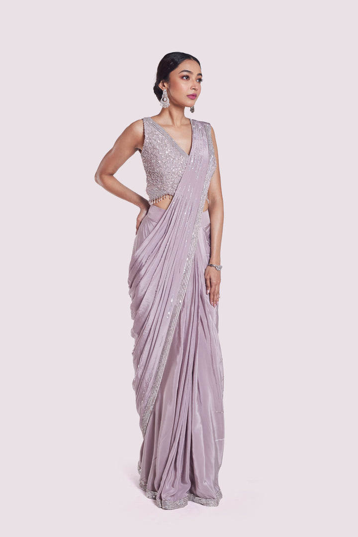 Cornflower dusty onion Drape saree