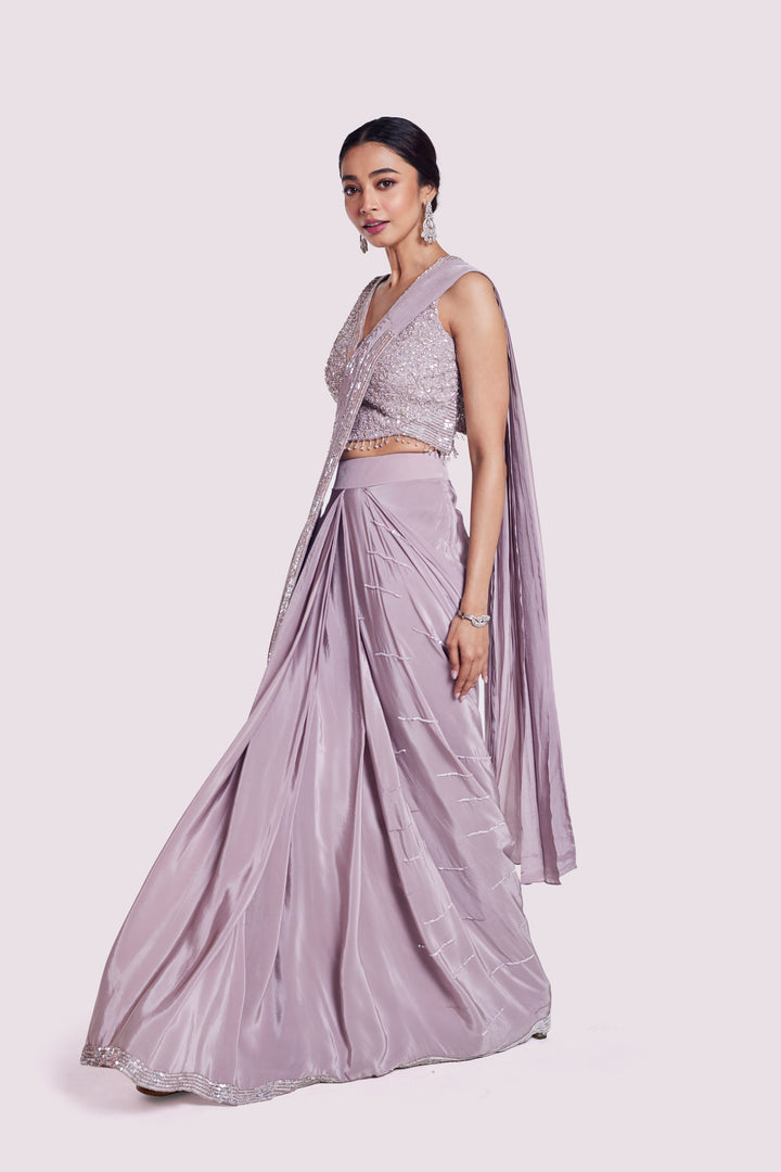 Cornflower dusty onion Drape saree