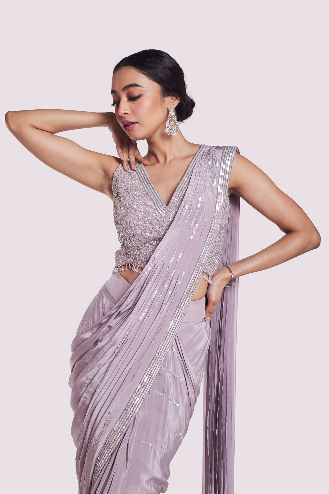 Cornflower dusty onion Drape saree