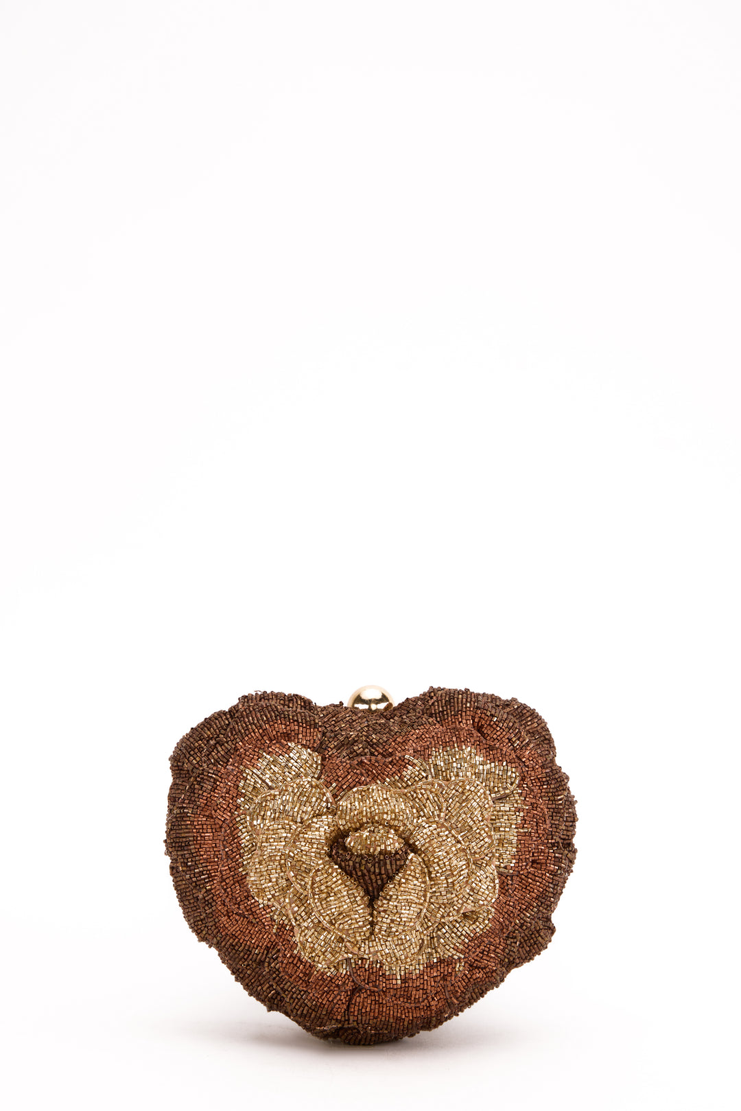 isa beaded heart clutch - copper