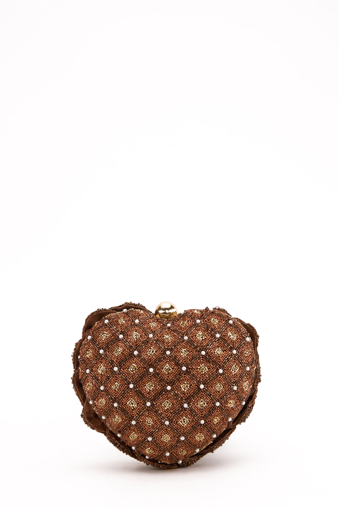 isa beaded heart clutch - copper