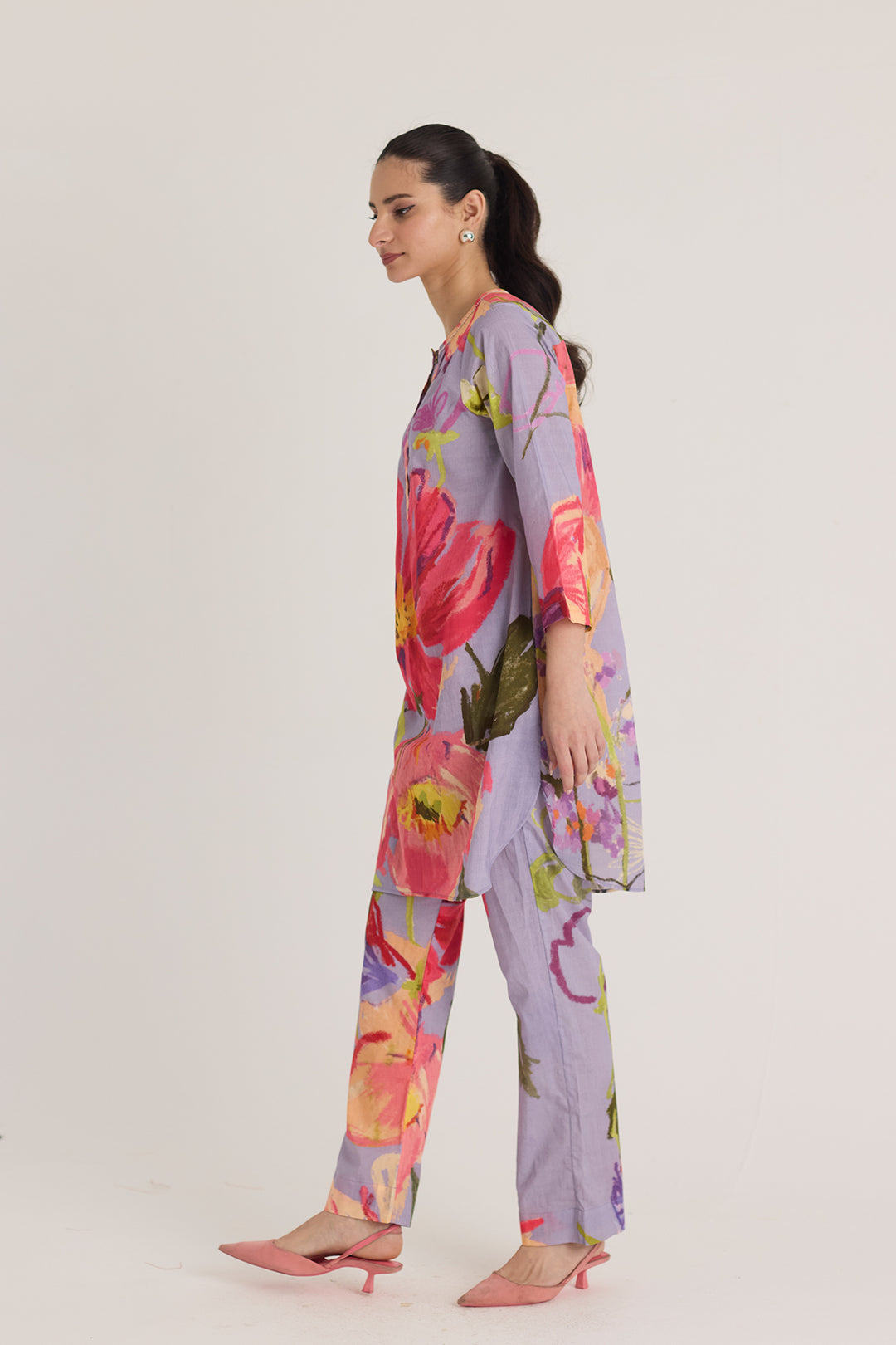 Dolly Purple Short Cotton Kurta Set