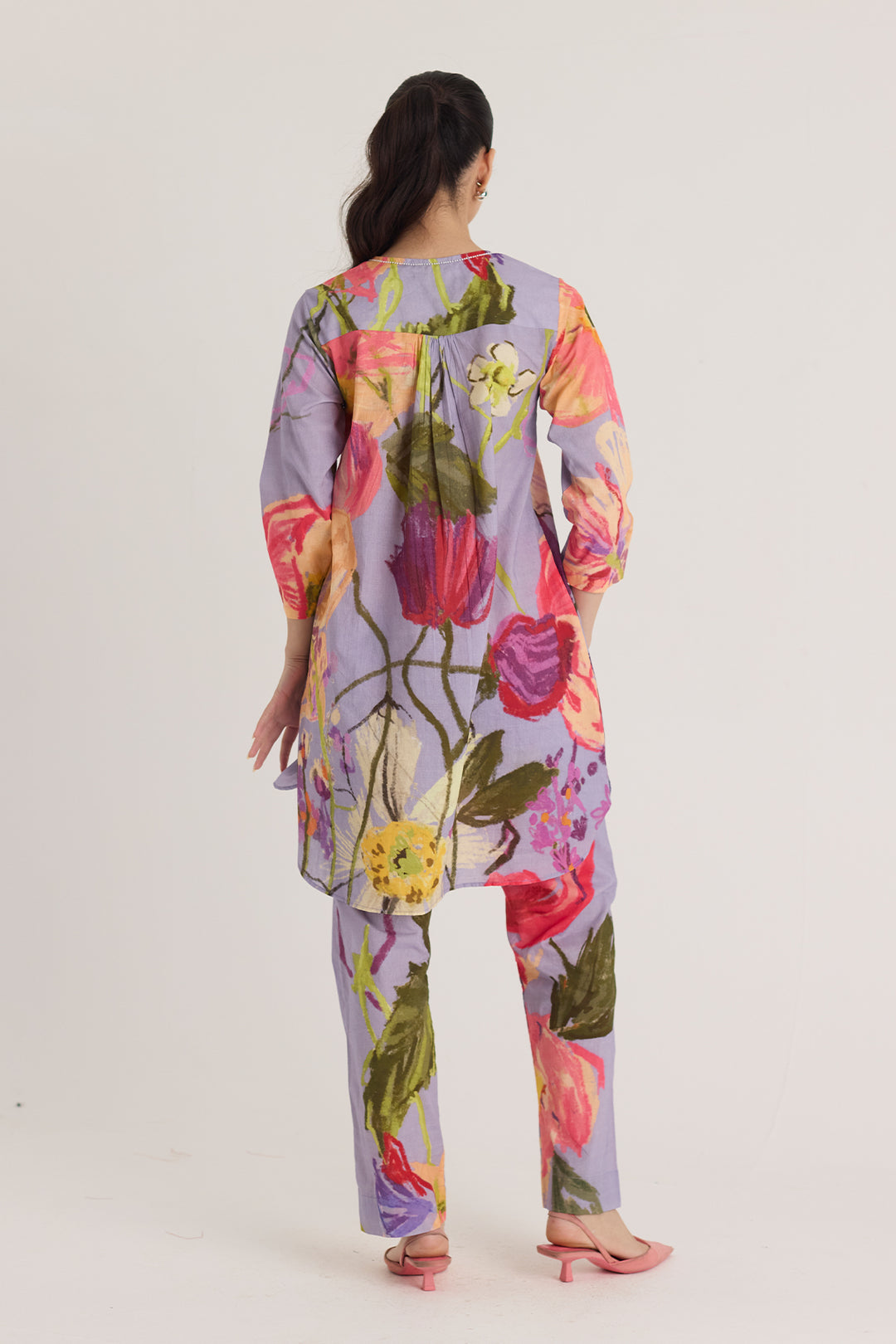 Dolly Purple Short Cotton Kurta Set