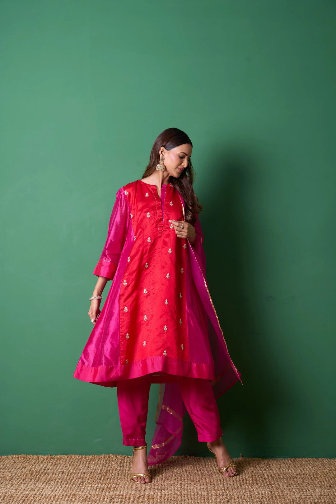 Delight Red Kurta (Set of 3)