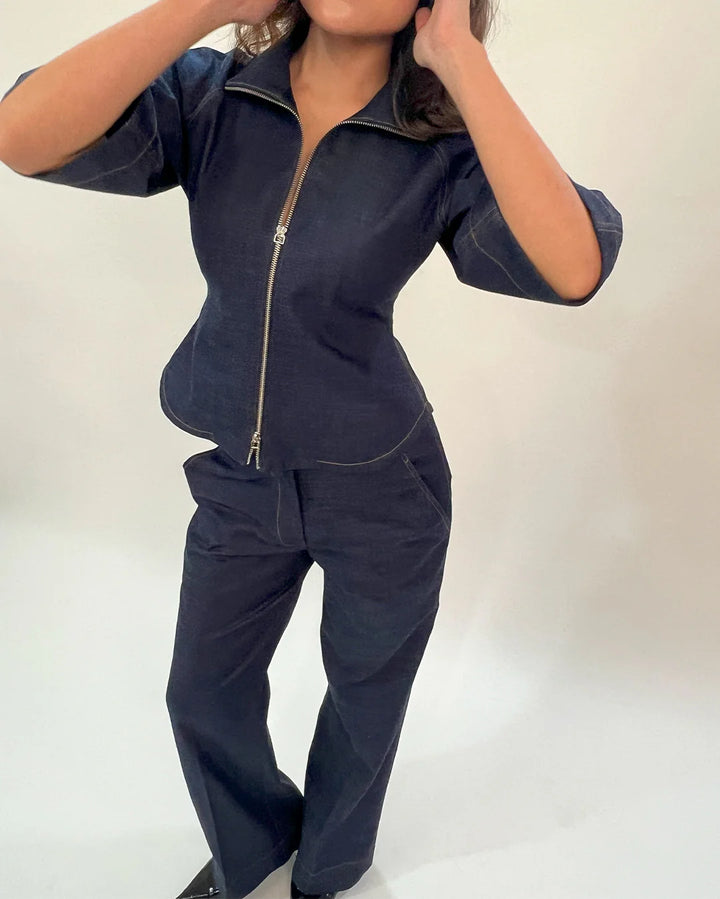 Denim Zip Top