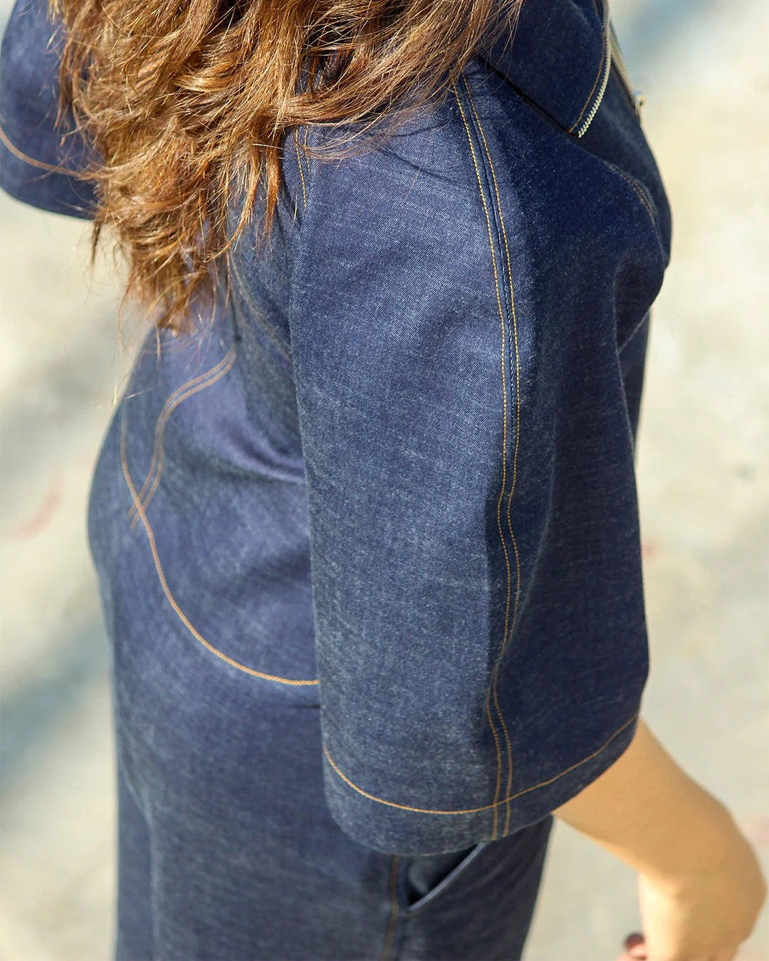 Denim Zip Top