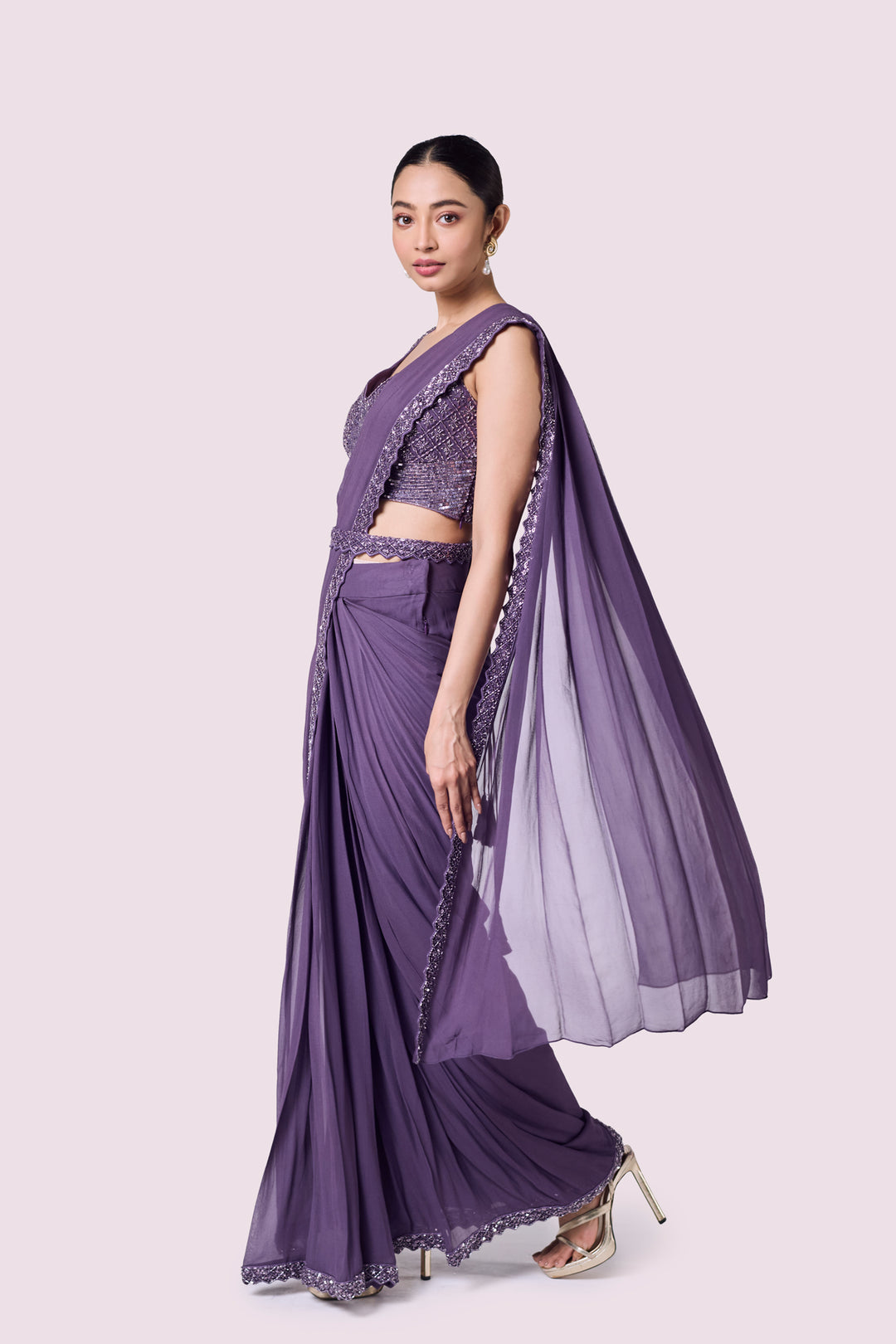 Embellished Bustier Drape Saree