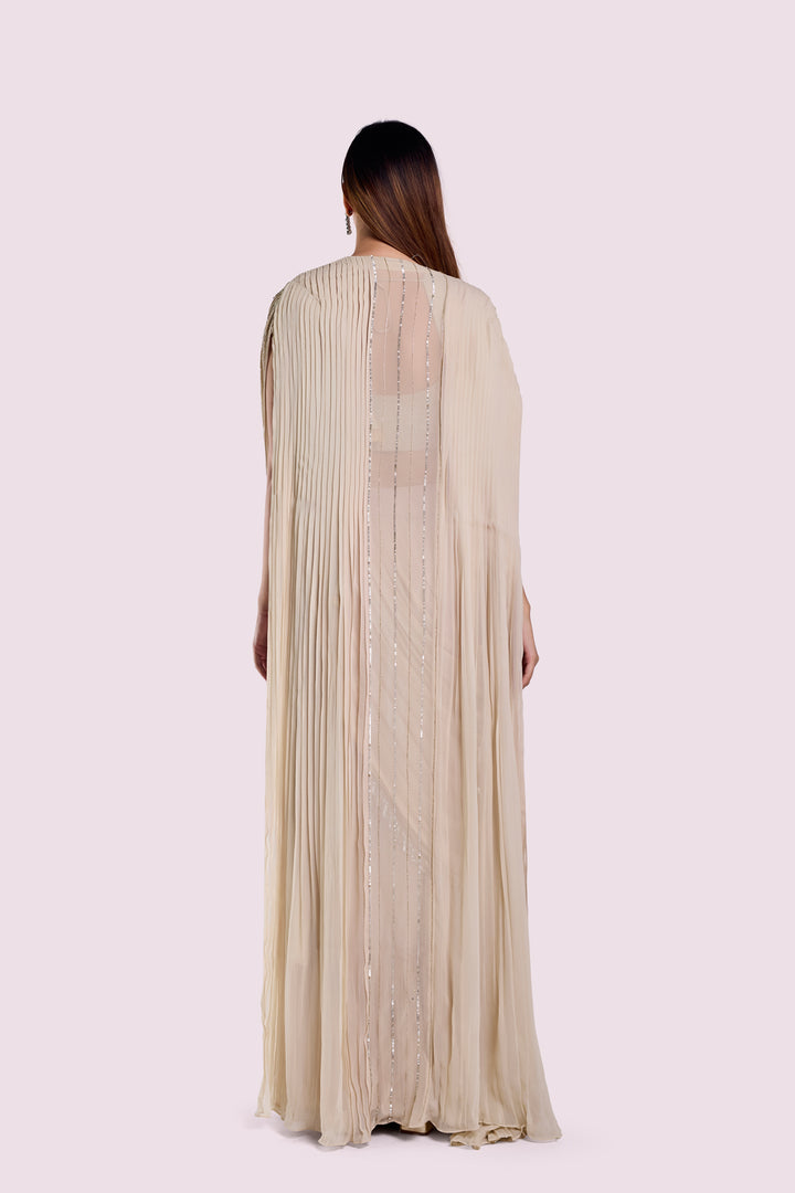 Embellished Drape Saree with Longline cape