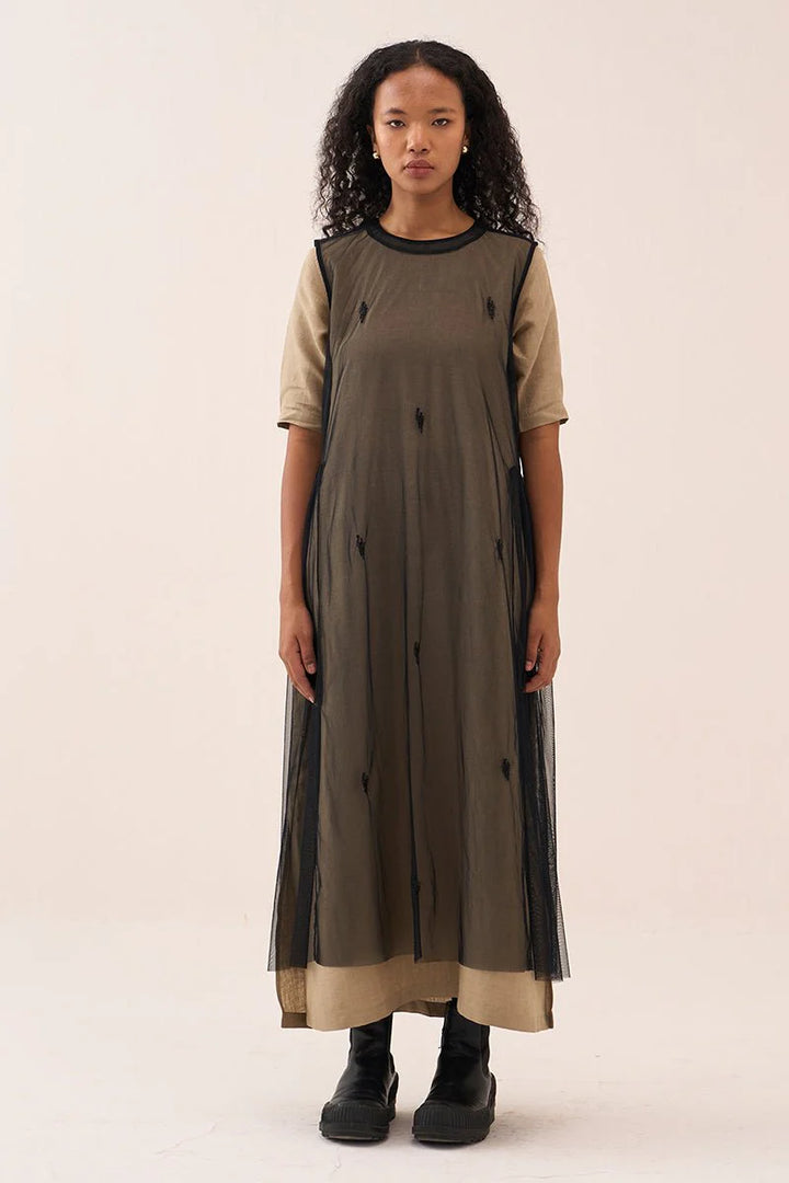 Emb. Side Gather Dress