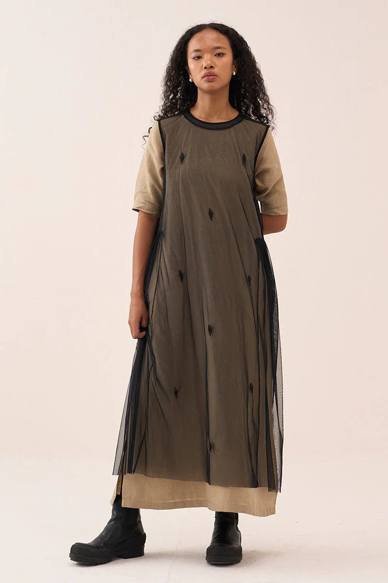 Emb. Side Gather Dress