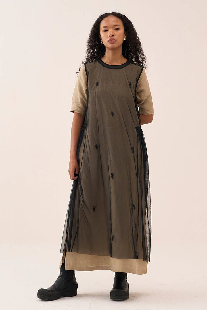 Emb. Side Gather Dress