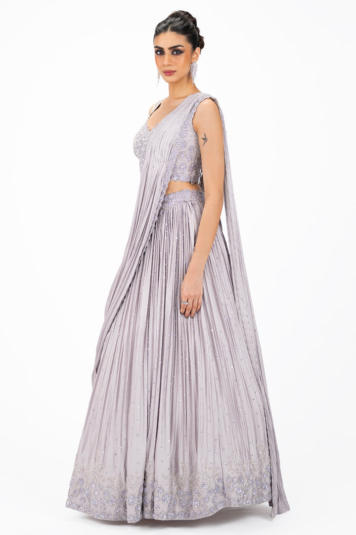 Embellished Monochrome Satin Lehenga