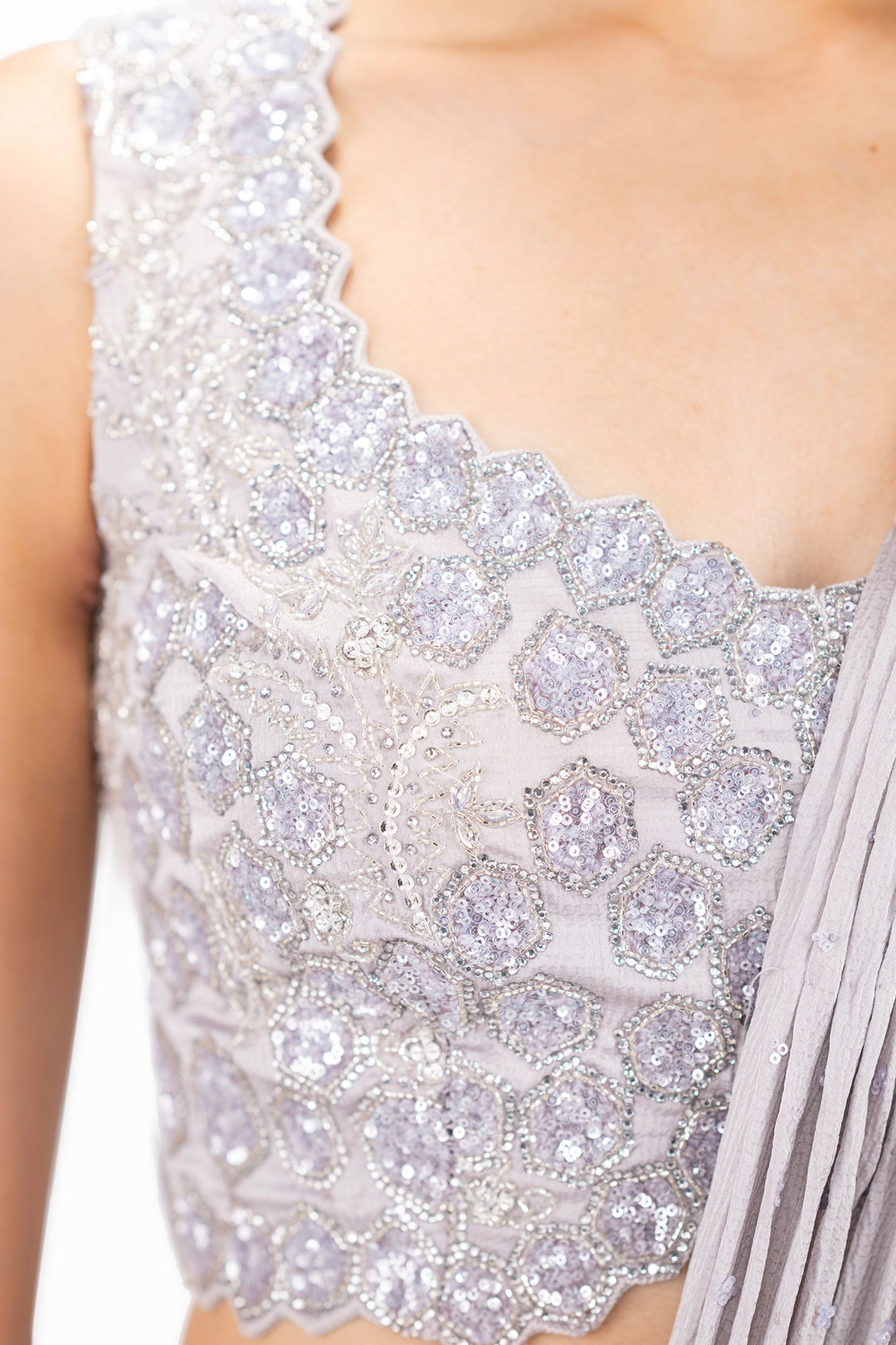 Embellished Monochrome Satin Lehenga