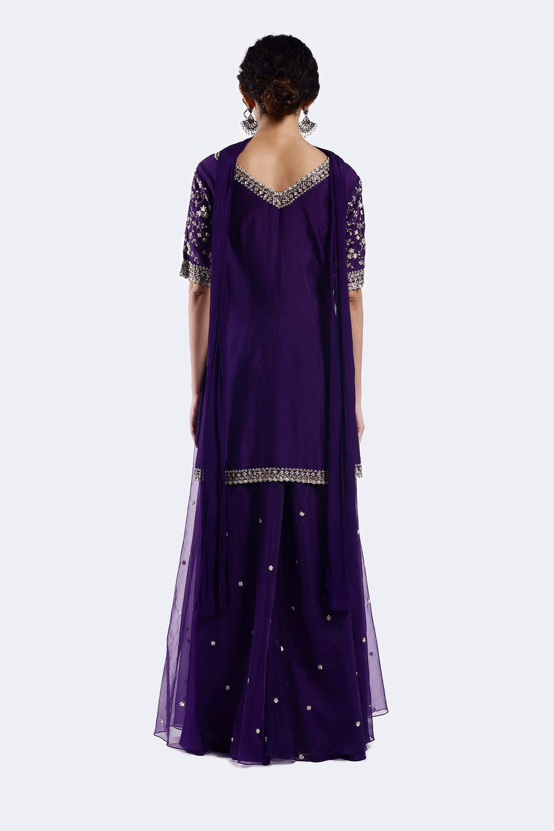 Embroidered organza suit set