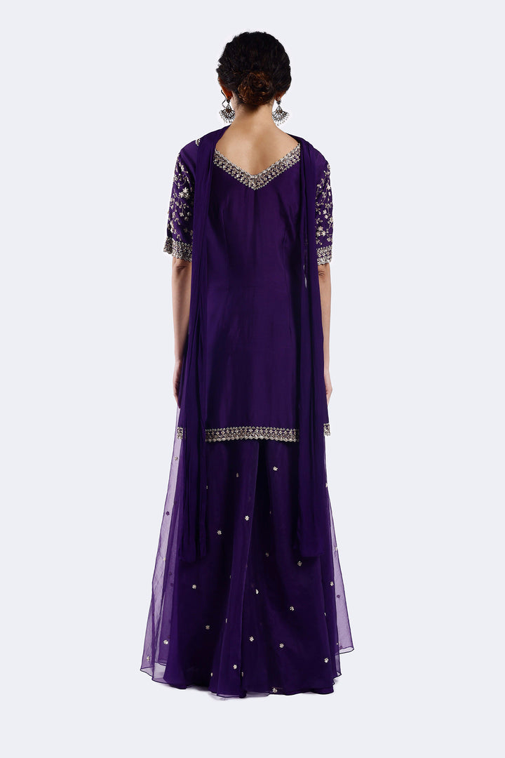 Embroidered organza suit set