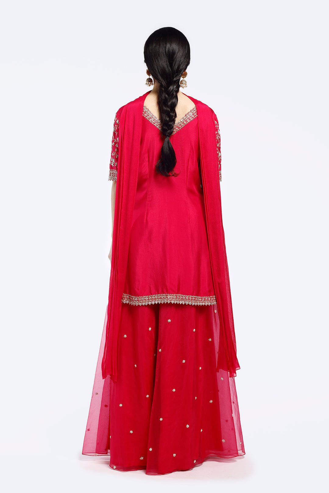 Embroidered organza suit set