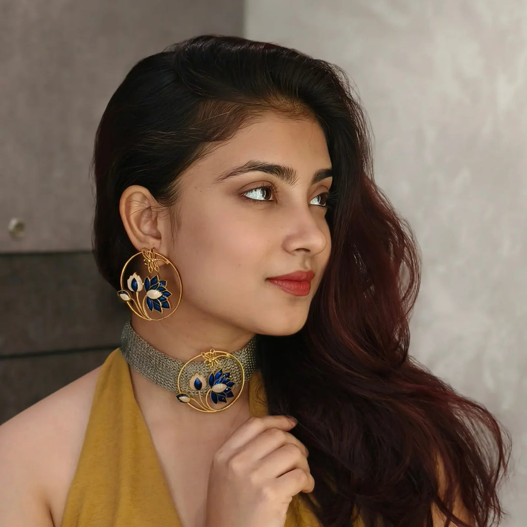 Ethereal Midnight Weave Lotus Choker
