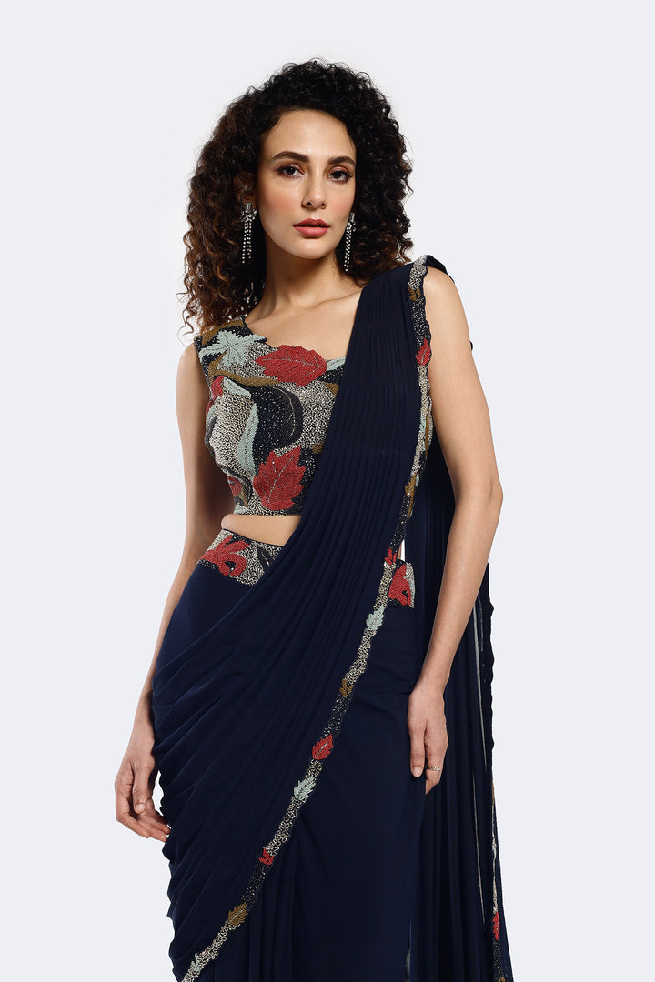 Foliage Embellished Drape Saree