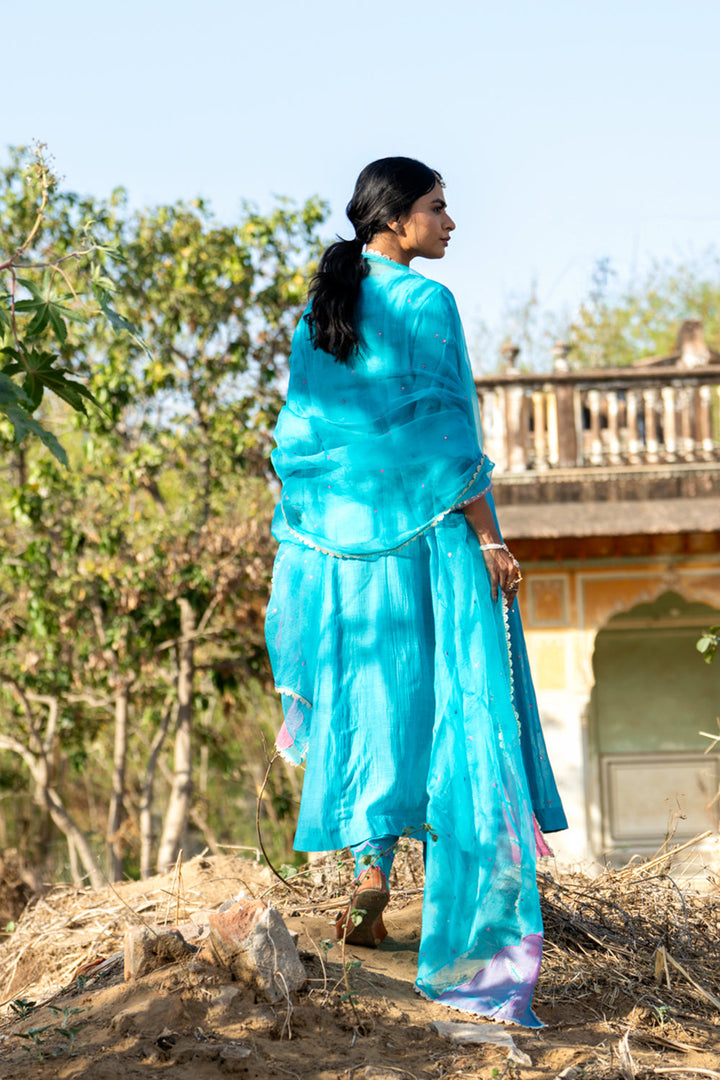 FirozI Khajur Booti Anarkali Suit Set