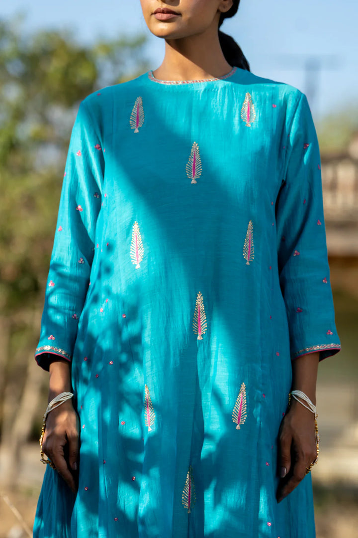 FirozI Khajur Booti Anarkali Suit Set