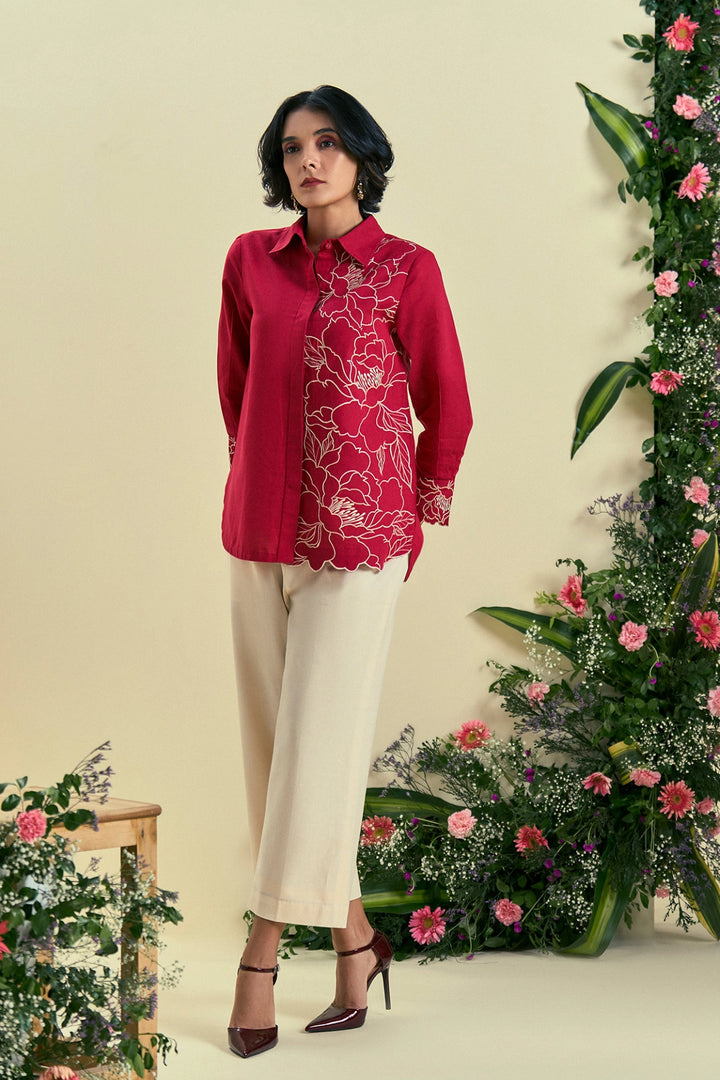 Origani Red Bloom Shirt