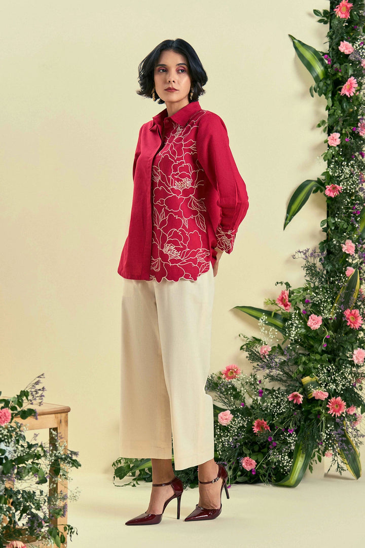 Origani Red Bloom Shirt