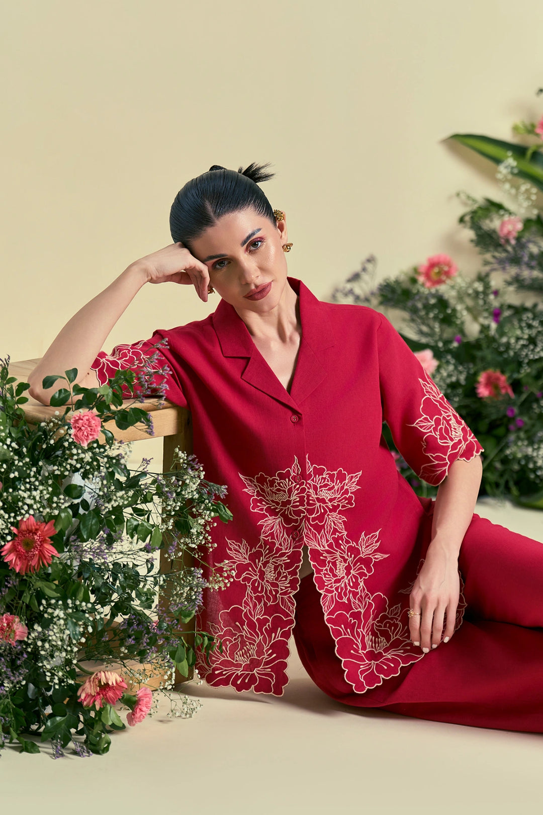 Origani Red Amara Co-Ord Set