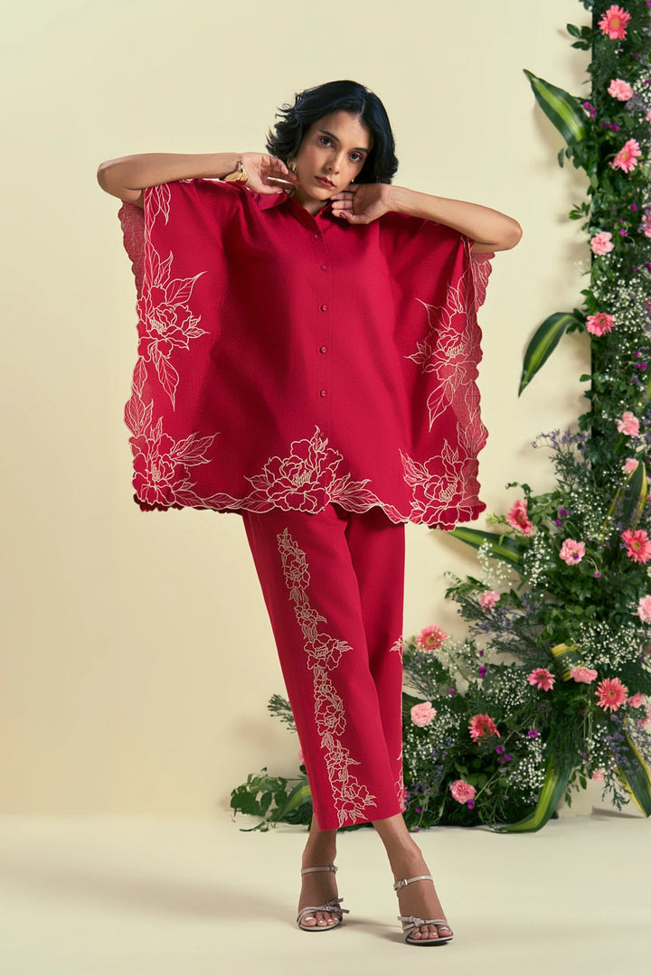 Origani Red Jardin Kaftan Set