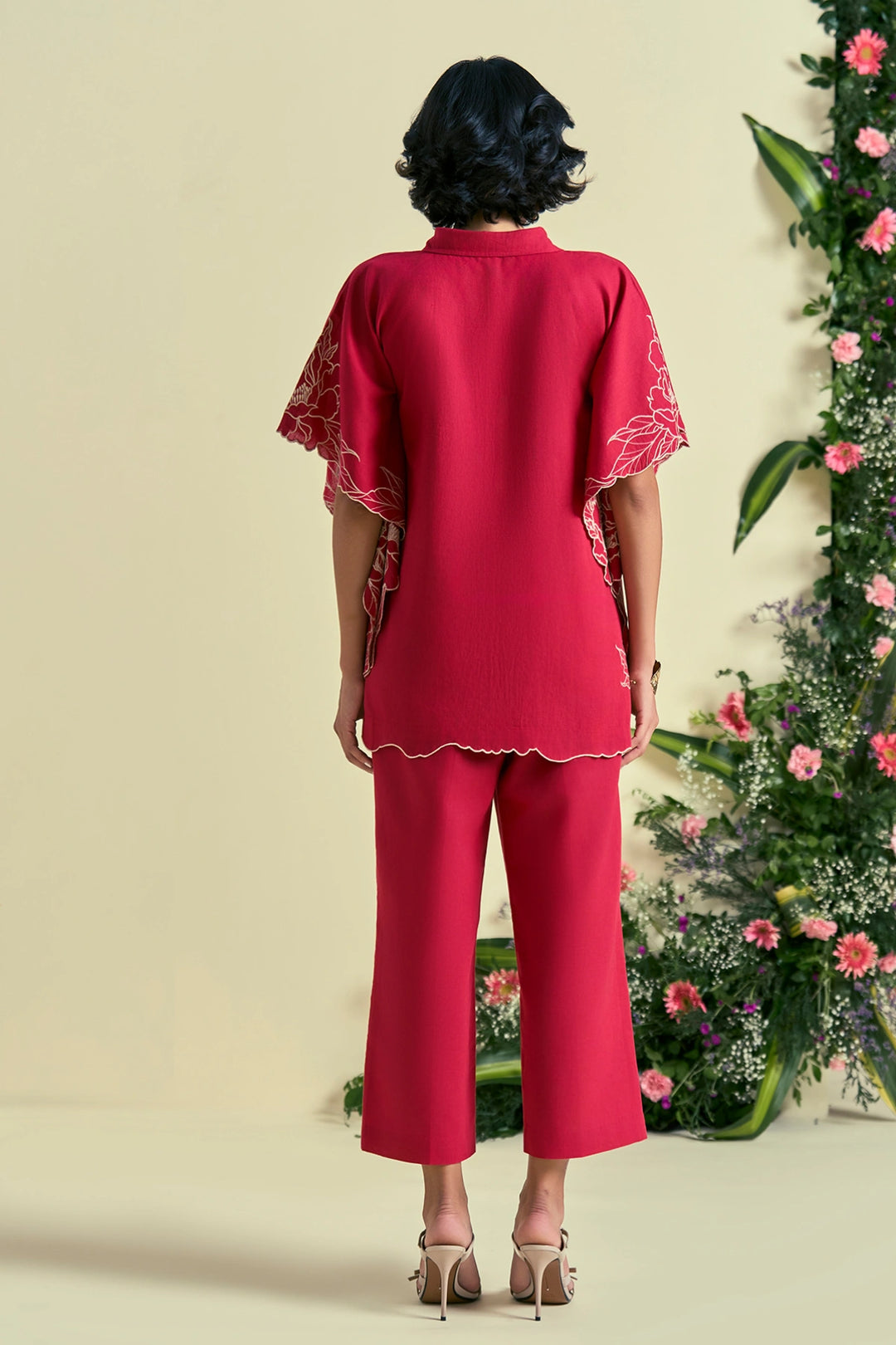 Origani Red Jardin Kaftan Set