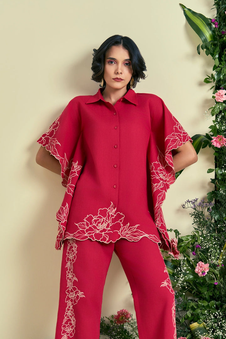 Origani Red Jardin Kaftan Set