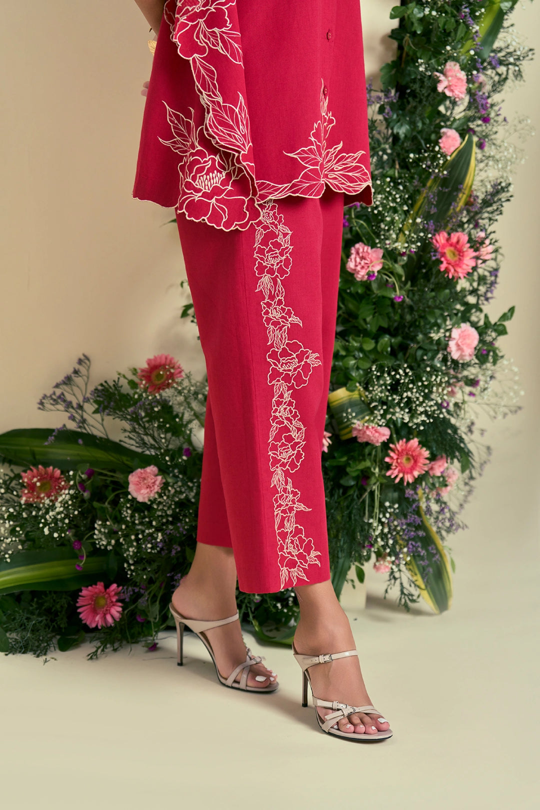 Origani Red Jardin Kaftan Set