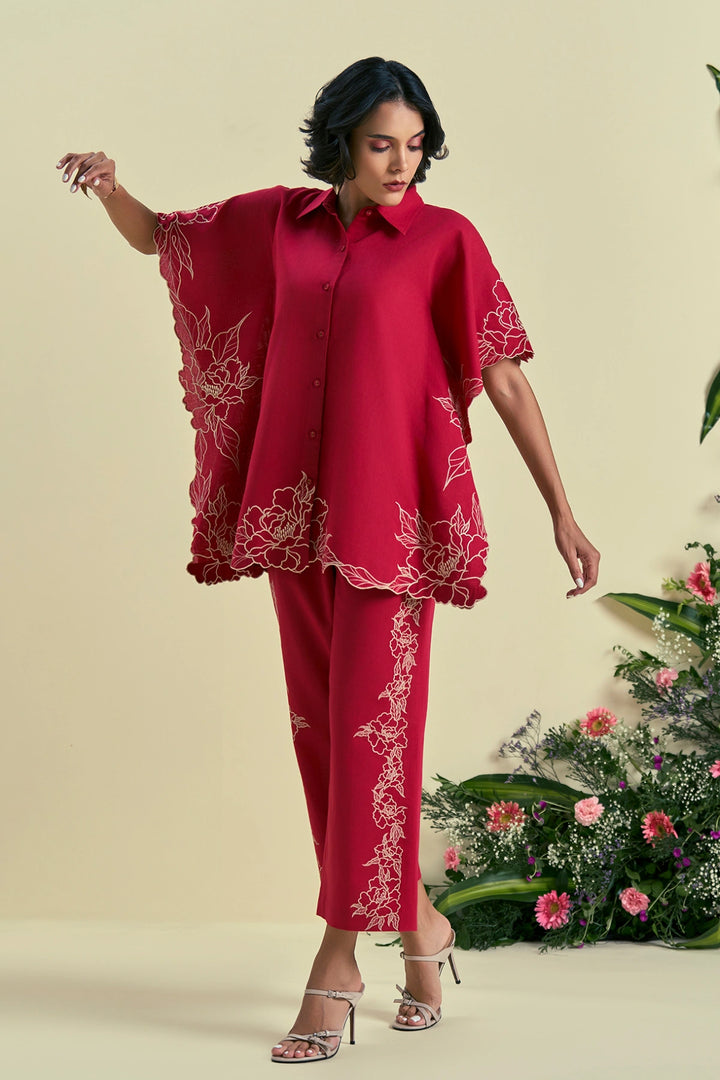 Origani Red Jardin Kaftan Shirt
