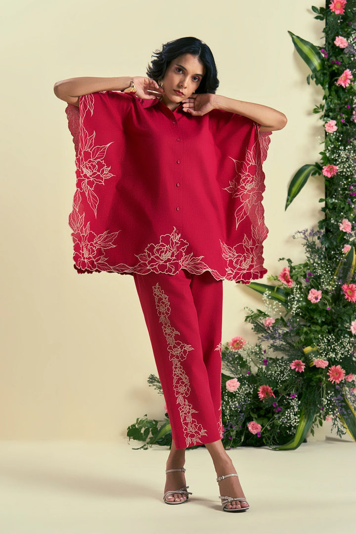 Origani Red Jardin Kaftan Shirt