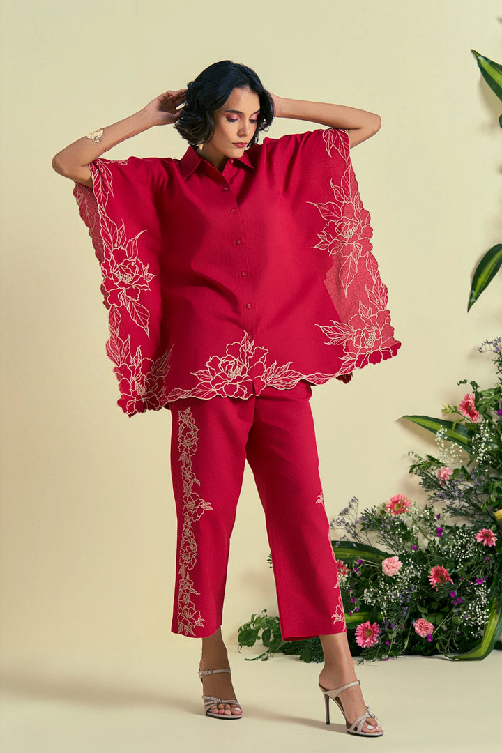 Origani Red Jardin Kaftan Shirt