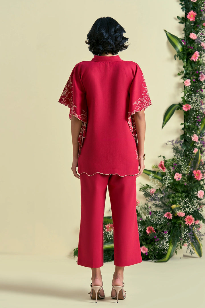 Origani Red Jardin Kaftan Shirt