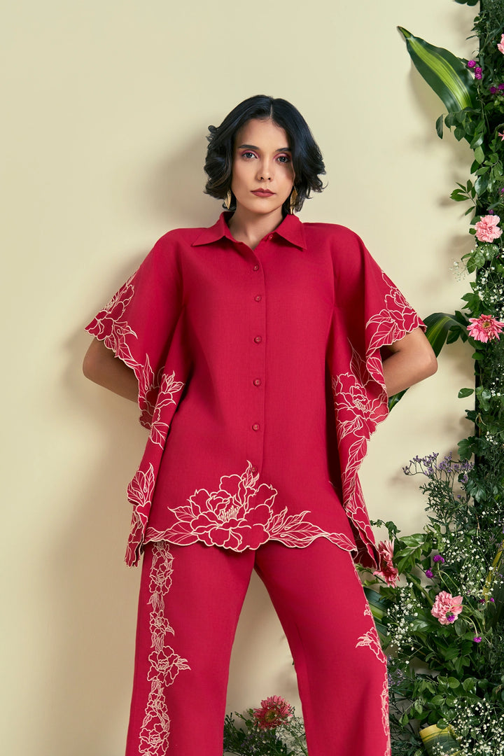Origani Red Jardin Kaftan Shirt