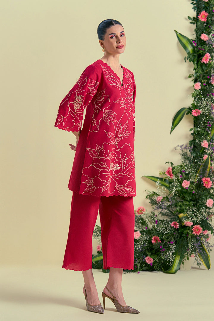 Origani Red Nira Tunic Set