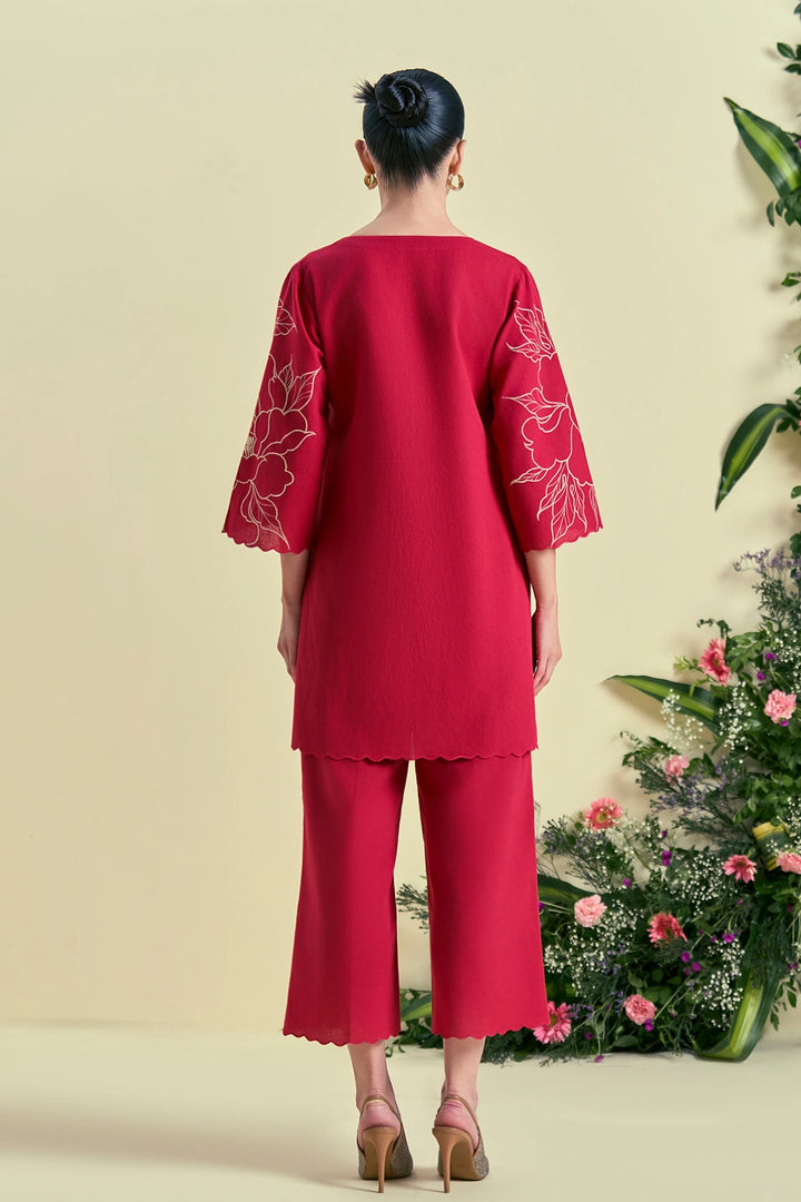 Origani Red Nira Tunic Set