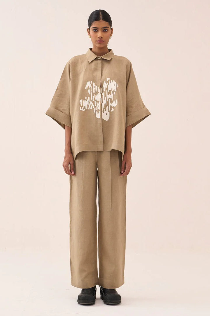 Floral Emb. Boxy Shirt Co-Ord (Set Of 2)