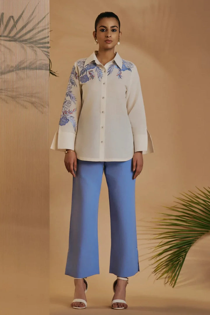 Origani Ivory Blue Flora Co-ord Set