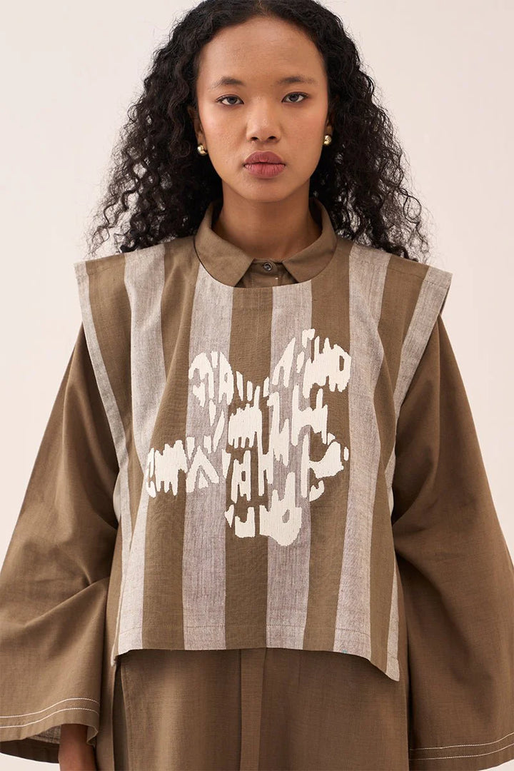 Floral Emb. Crop Overlay Shirt