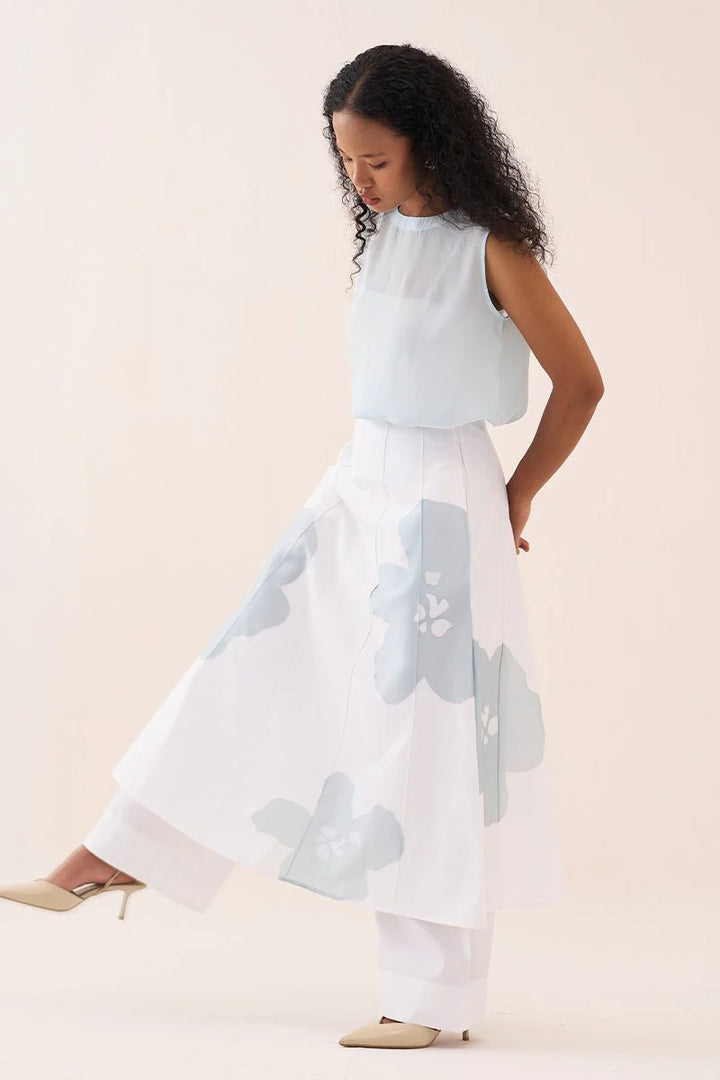 Floral Reverse Applique Skirt Pant Co-Ord (Set Of 2)