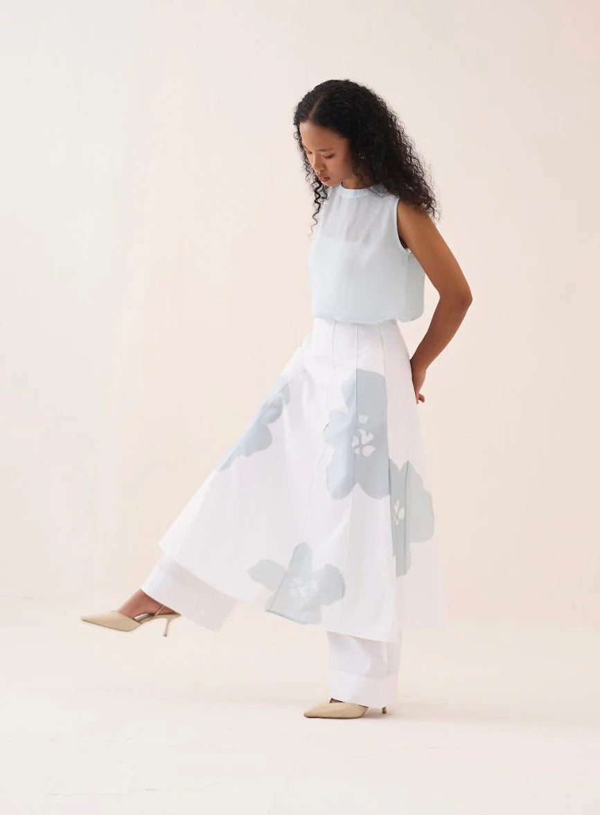 Floral Reverse Applique Skirt Pant